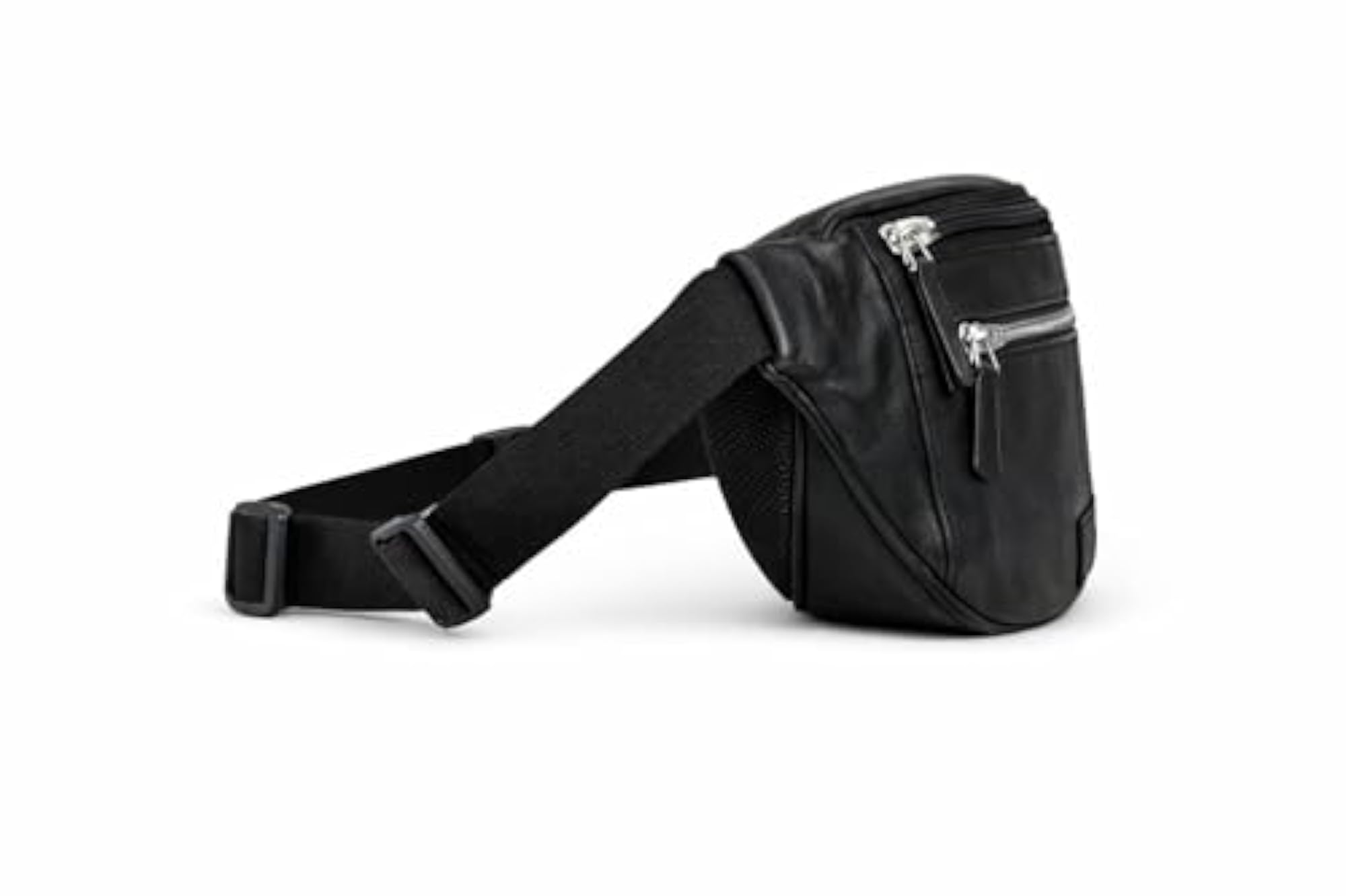 Genuine Leather Waist Bag with Multiple Zipper Pockets